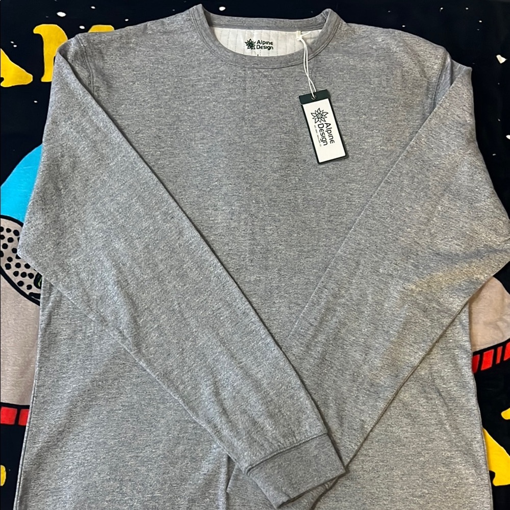 Alpine Design Gray Long Sleeve Tee Casual Cotton Blend
